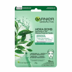 Mascarilla Facial Hidratante Matificante en Tela Hidra Bomb Pieles Mixtas A Grasas Garnier Skin Active - Sobre de 1 unidad